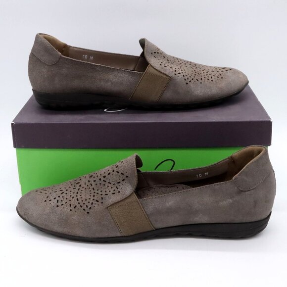 Shoes - Sesto Meucci Womens Sz 10 Gray Taupe Slip On Suede Shoes Beale Made in Italy